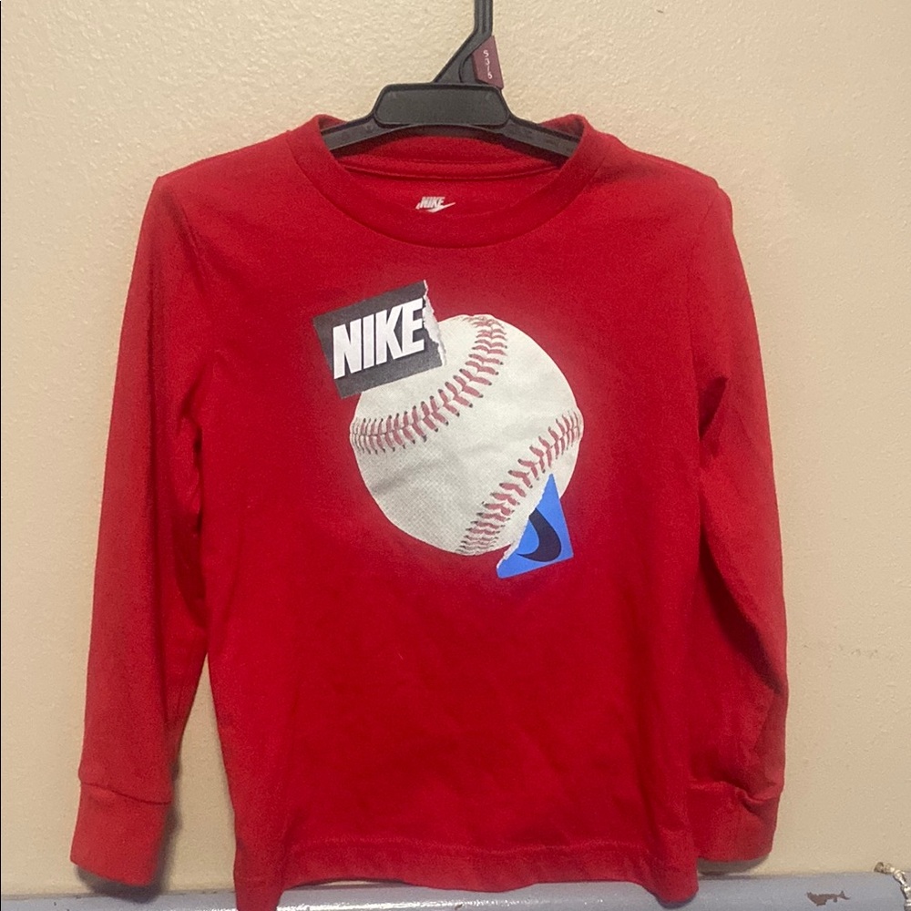 Nike Kids Red Baseball Graphic Long Sleeve Shirt
